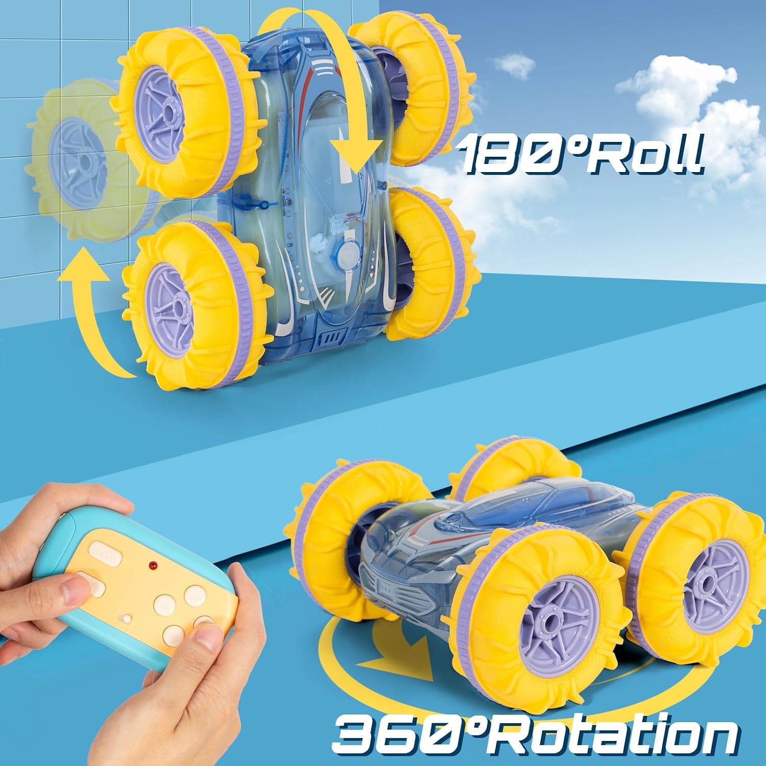 Carro telecomandado 4WD azul compacto — 3