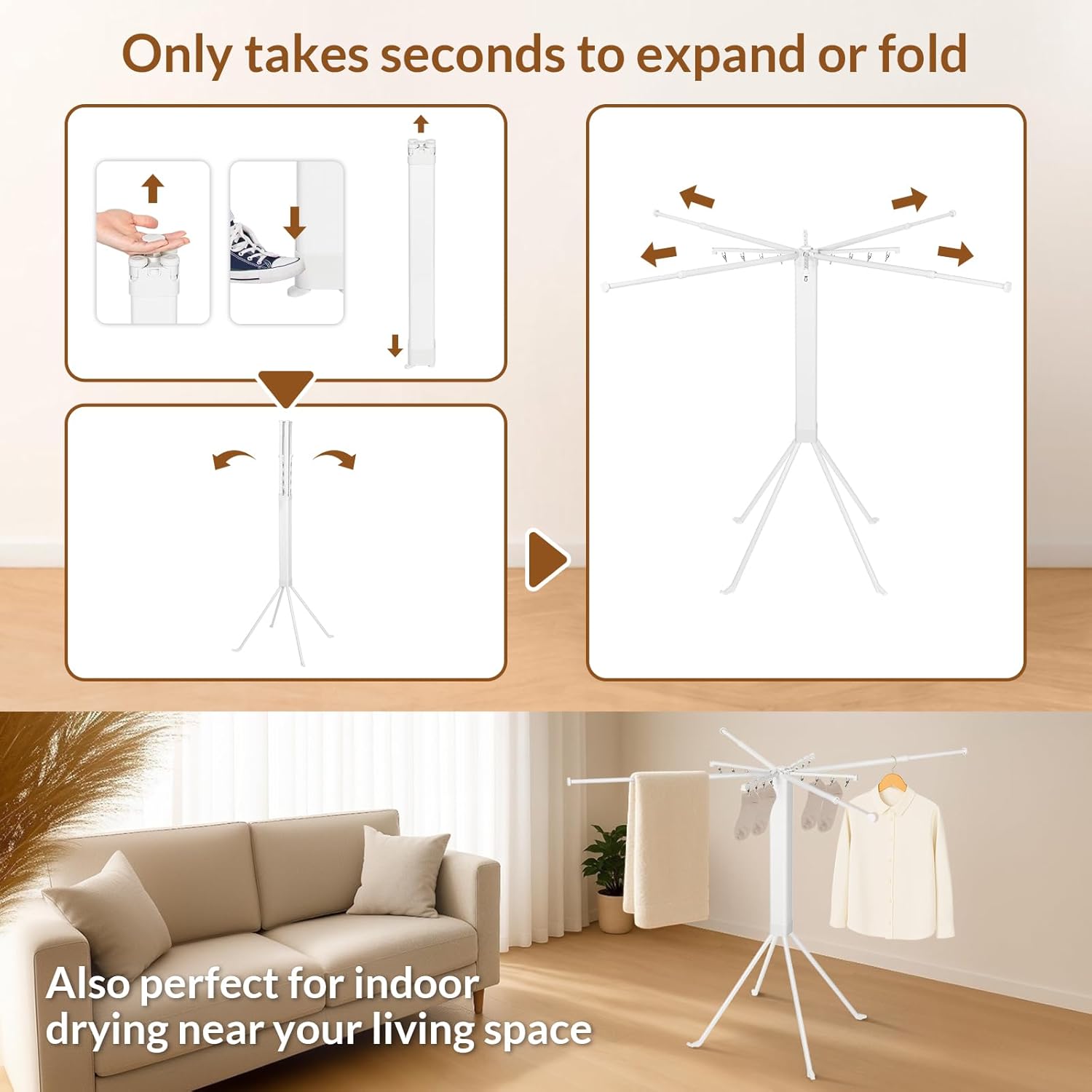 Estendal extensível 127 cm com pinças — 4