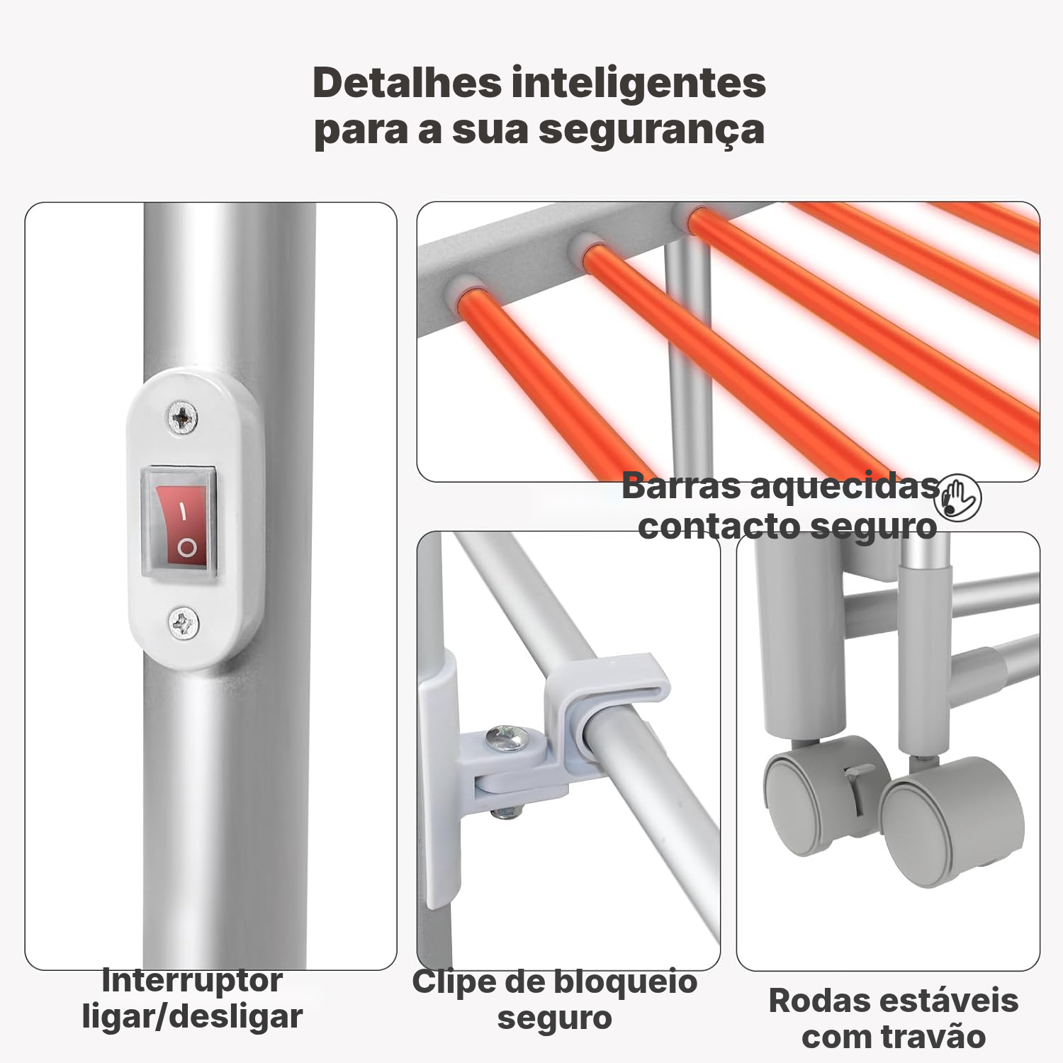 Estendal elétrico aquecido branco – dobrável — 2
