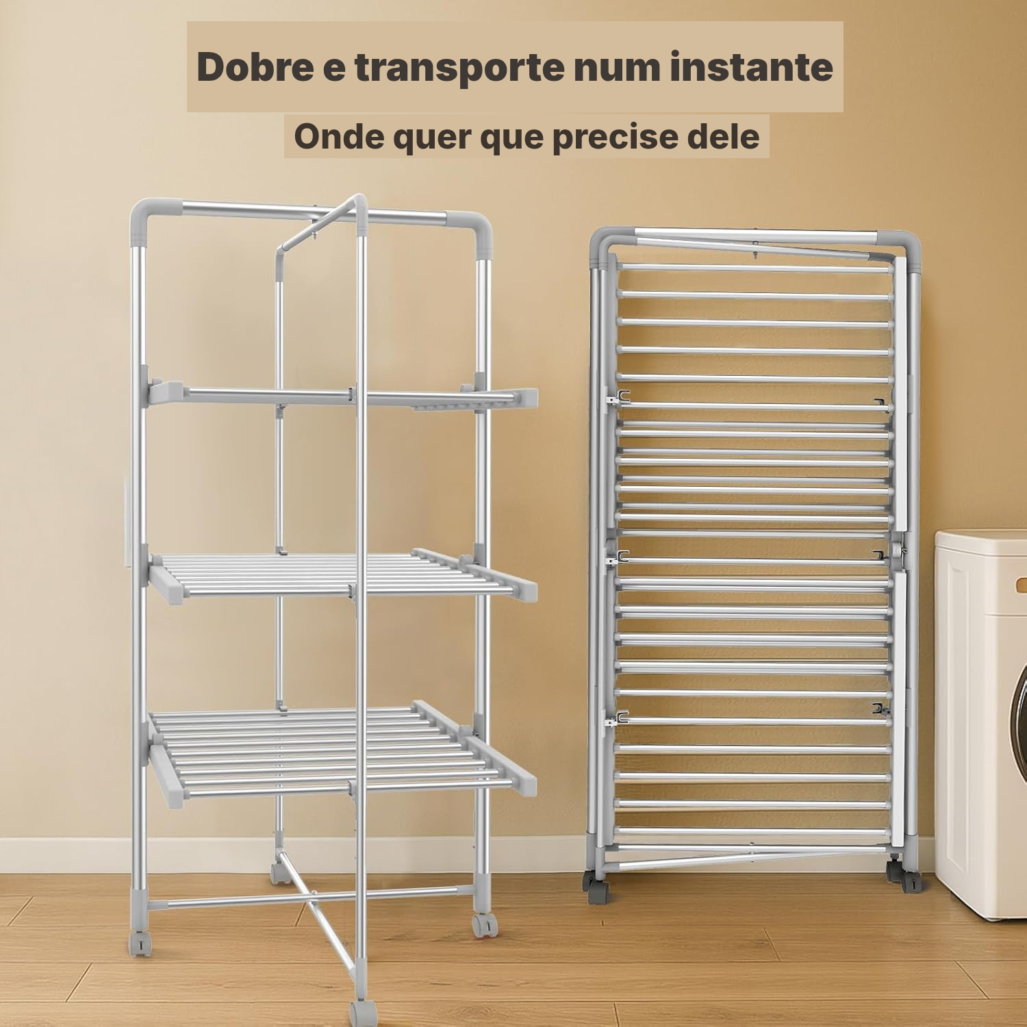 Estendal elétrico aquecido branco – dobrável — 4