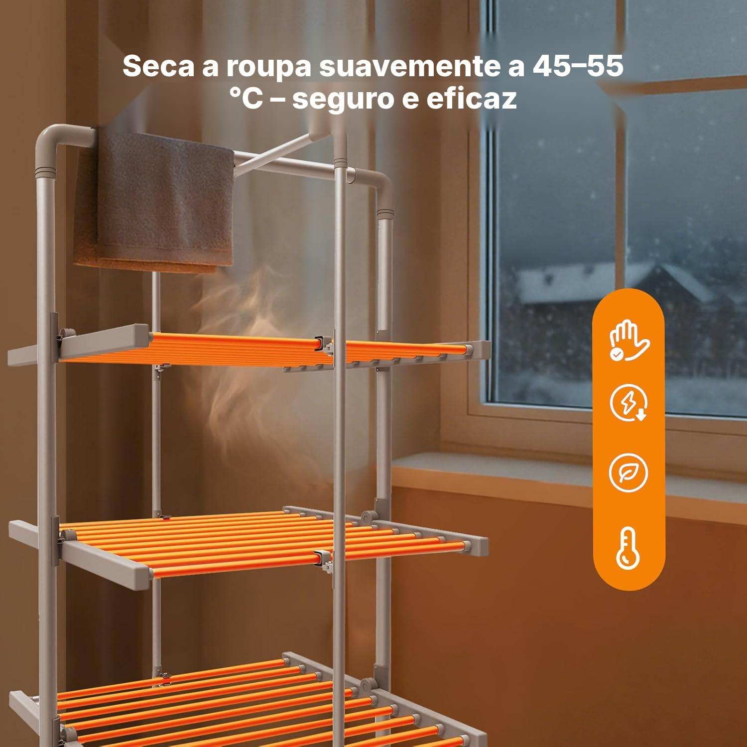 Estendal elétrico aquecido branco – dobrável — 5