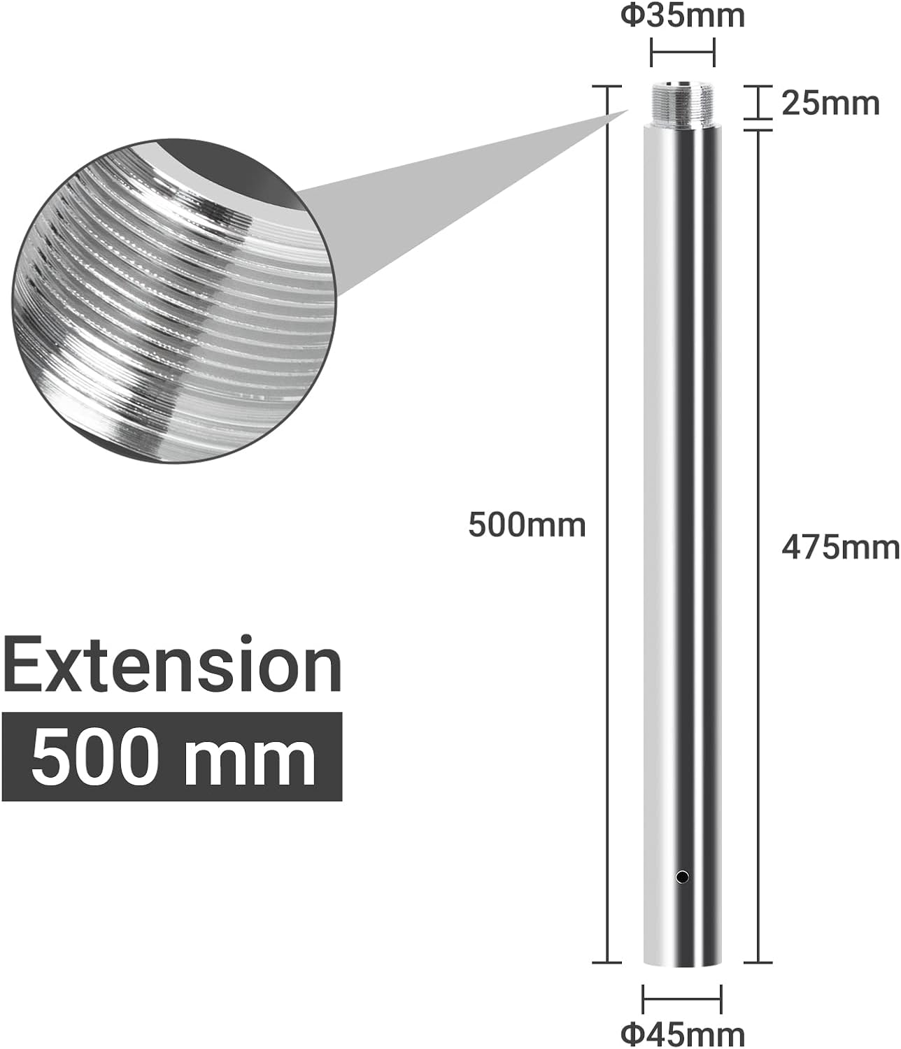 Barra de pole dance: extensão 500 mm — 2