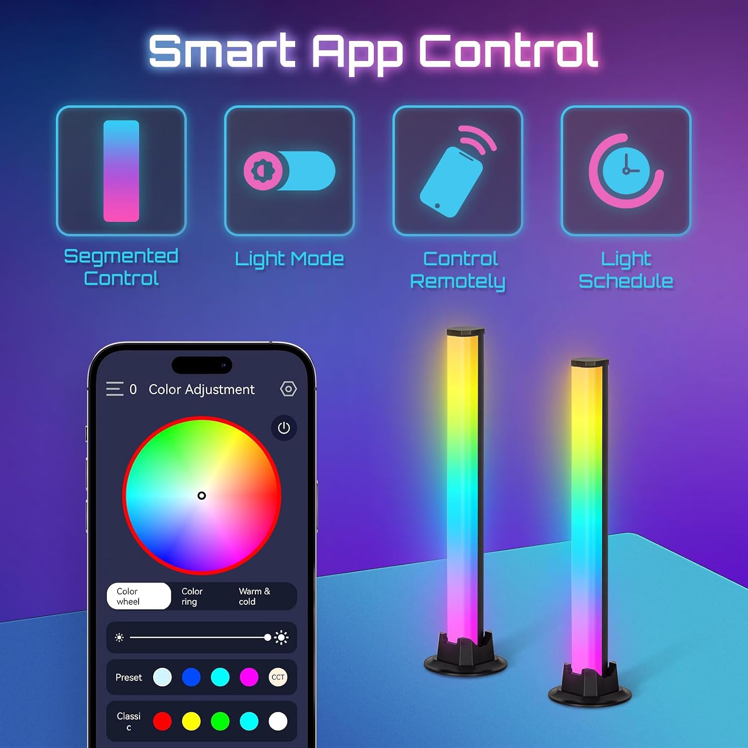 Lâmpada inteligente RGB gaming preta — 2
