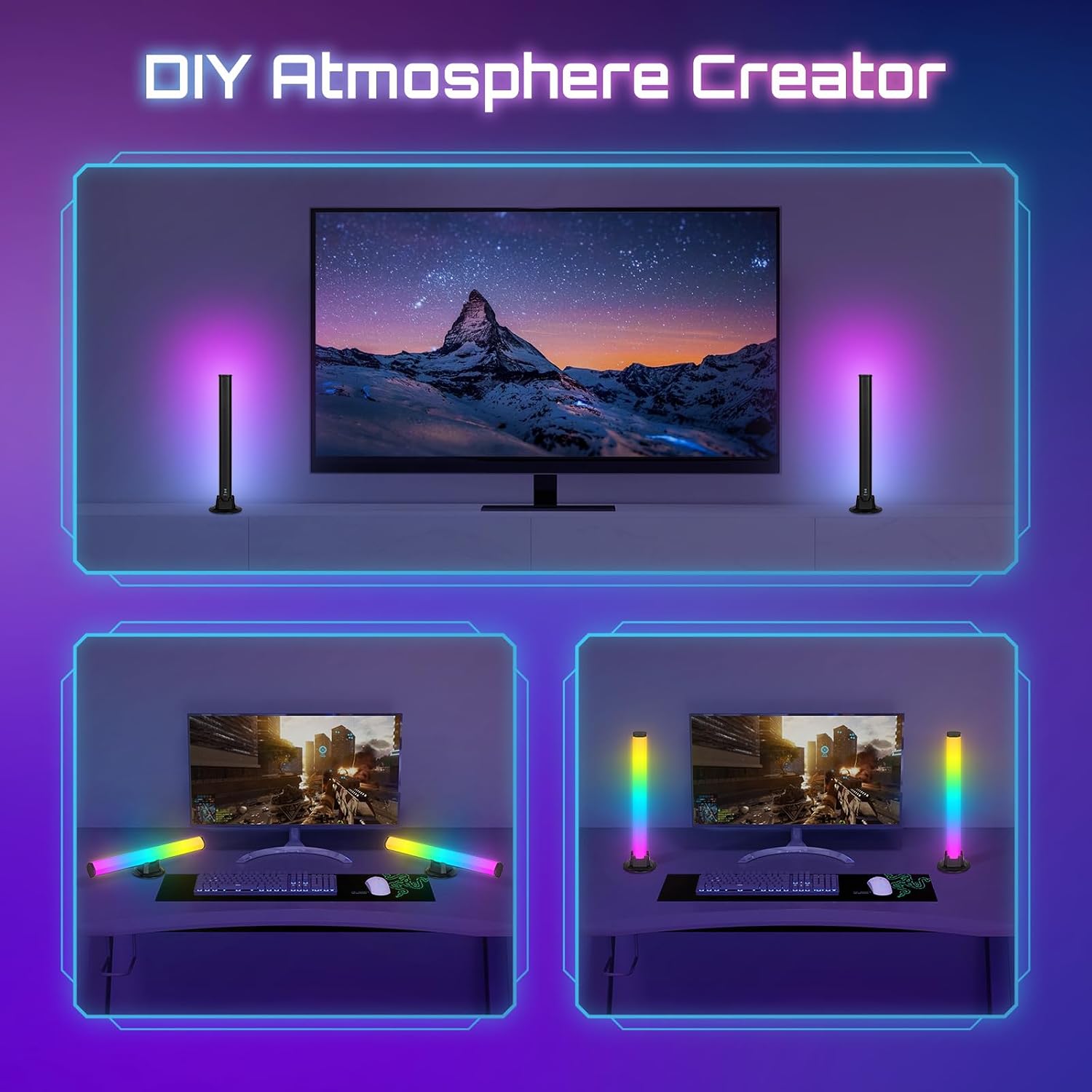 Lâmpada inteligente RGB gaming preta — 4