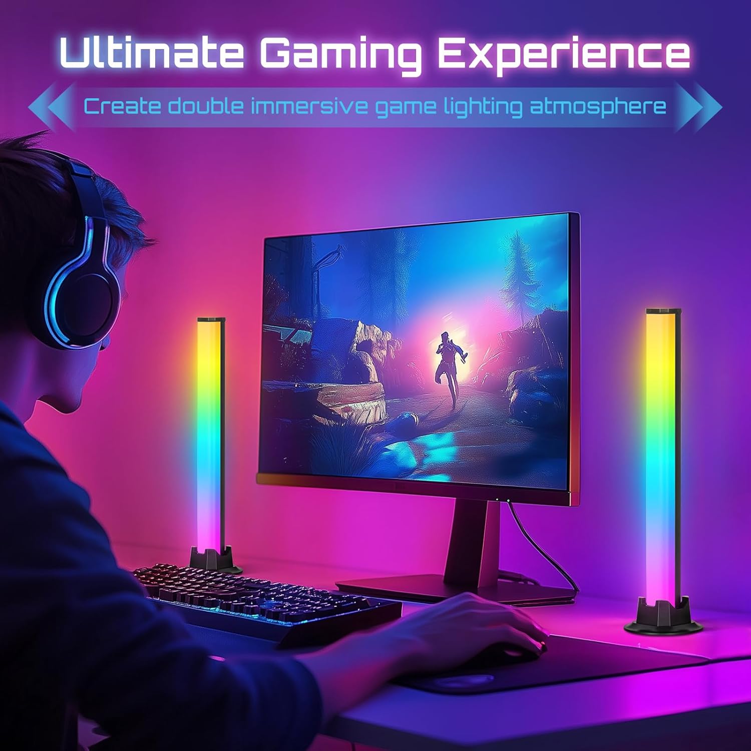 Lâmpada inteligente RGB gaming preta — 5