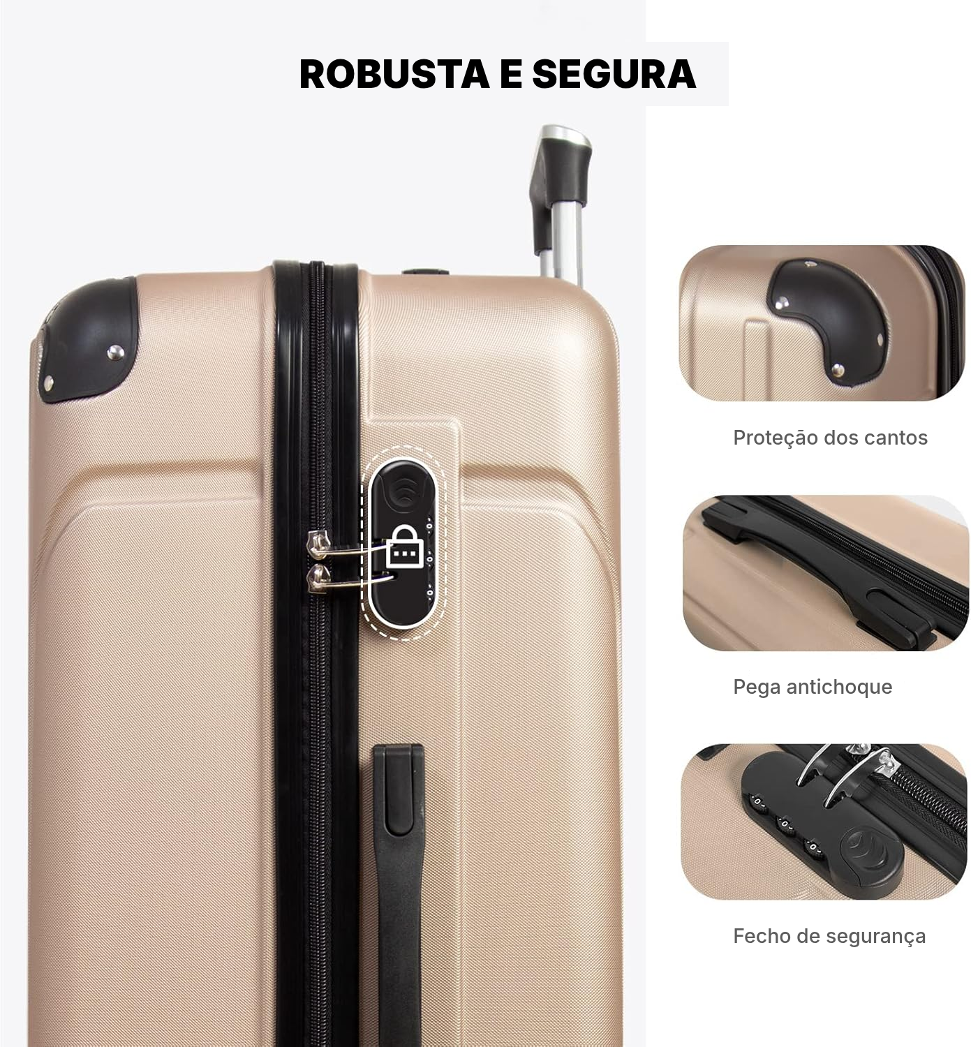Set de malas de viagens rígidas champagne — 5
