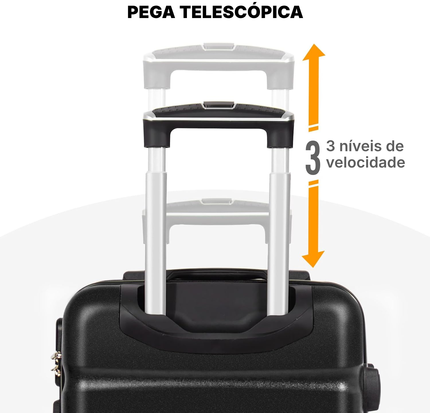 Mala de cabine rígida preta 56 cm, 33 L — 5