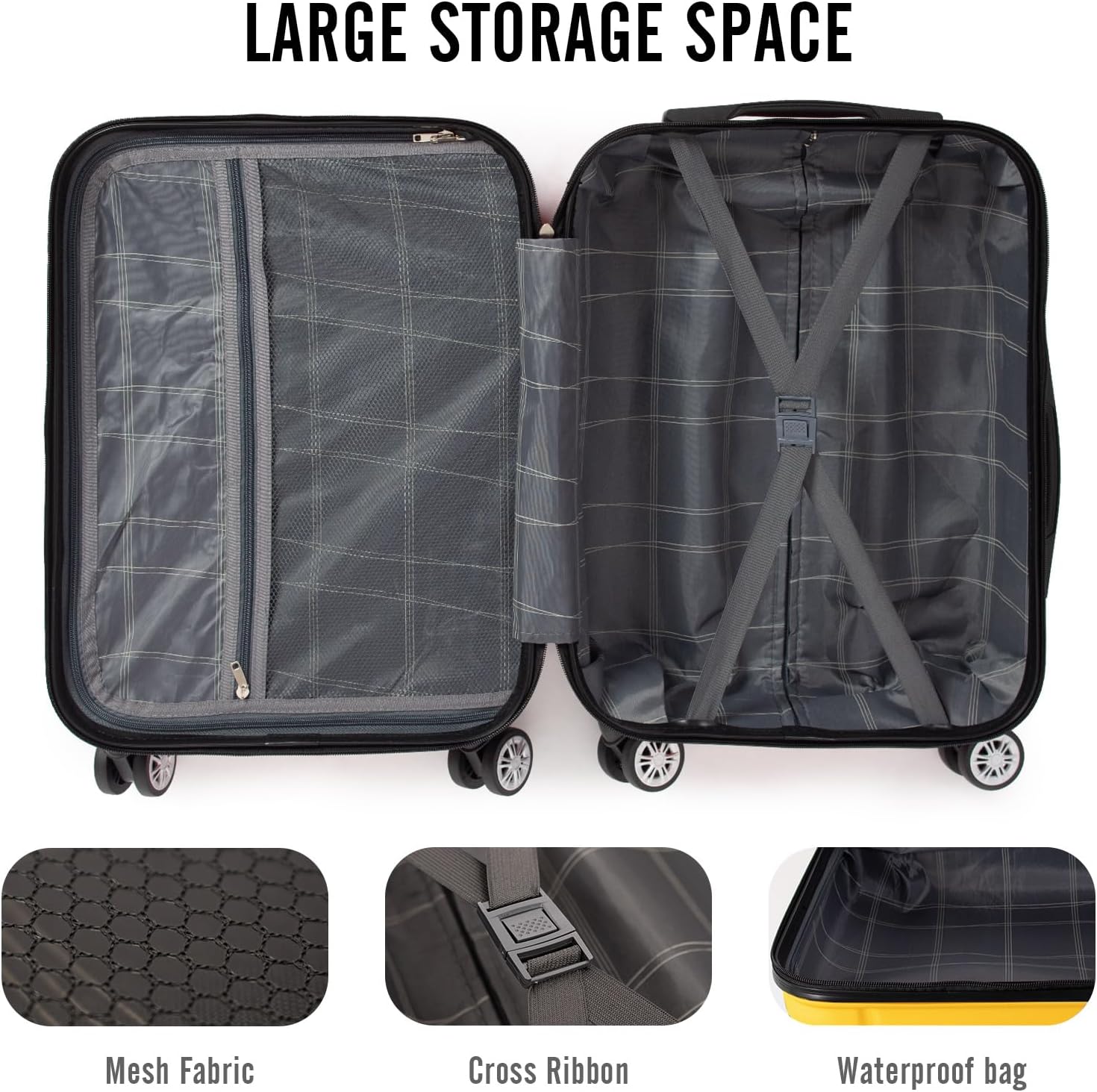 Sacos de viagem rígidos 63 × 44 × 25 cm amarelos — 2