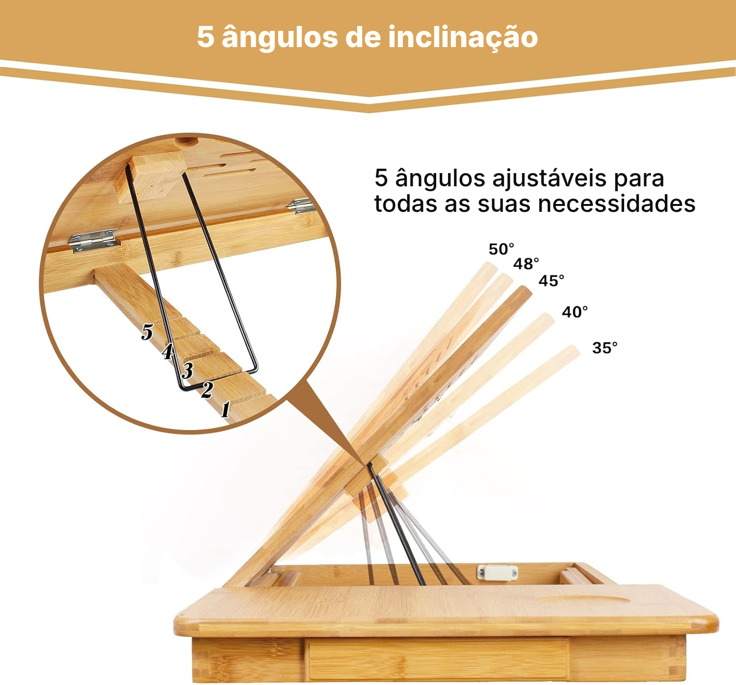 Mesa dobrável de bambu para cama — 4