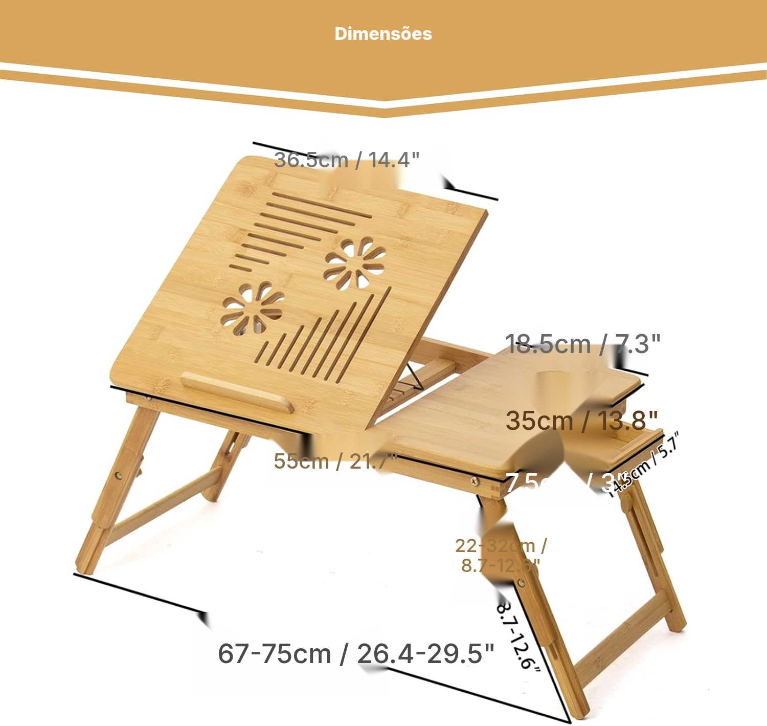 Mesa dobrável de bambu para cama — 6