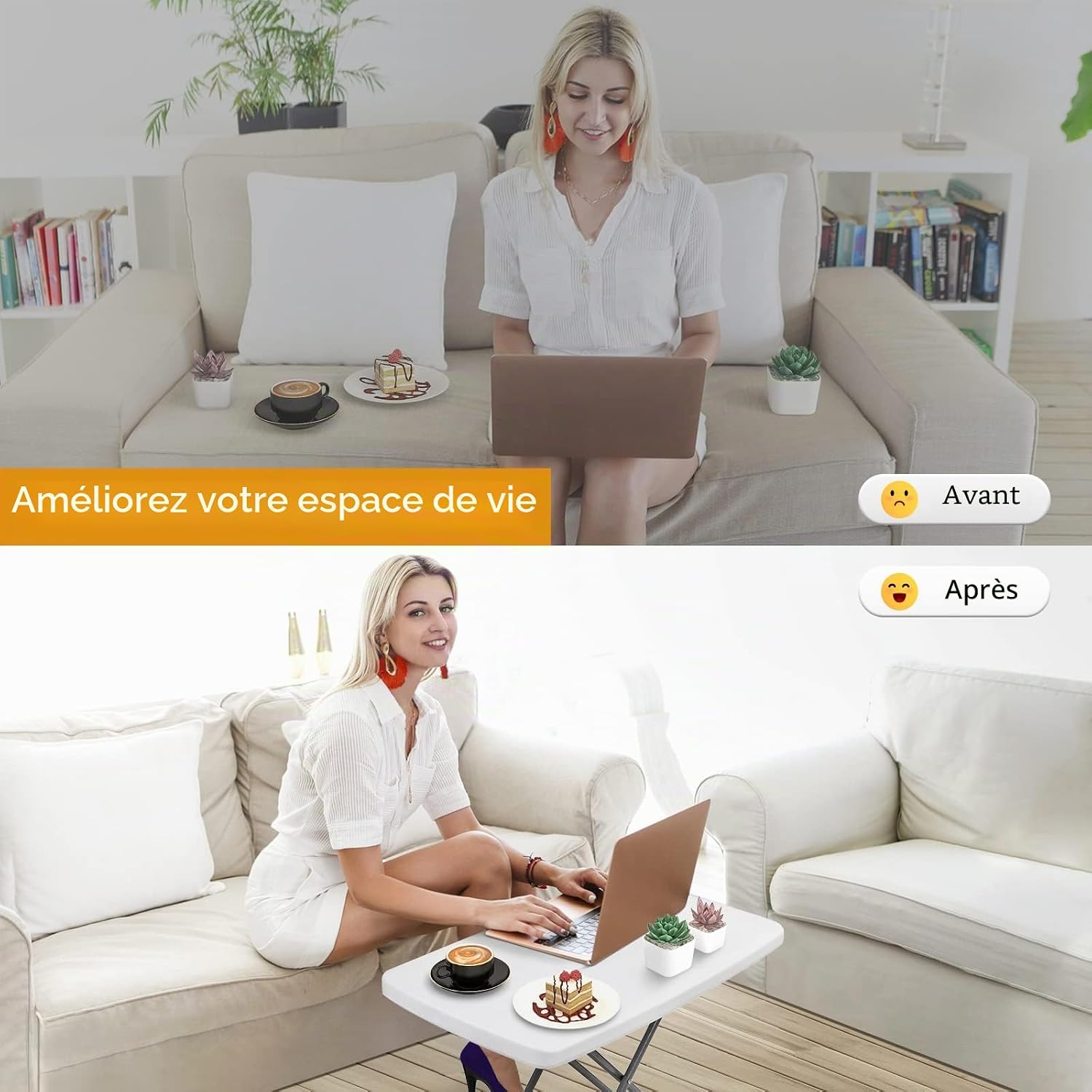 Mesa dobrável branca 76 × 50 × 74 cm — 5
