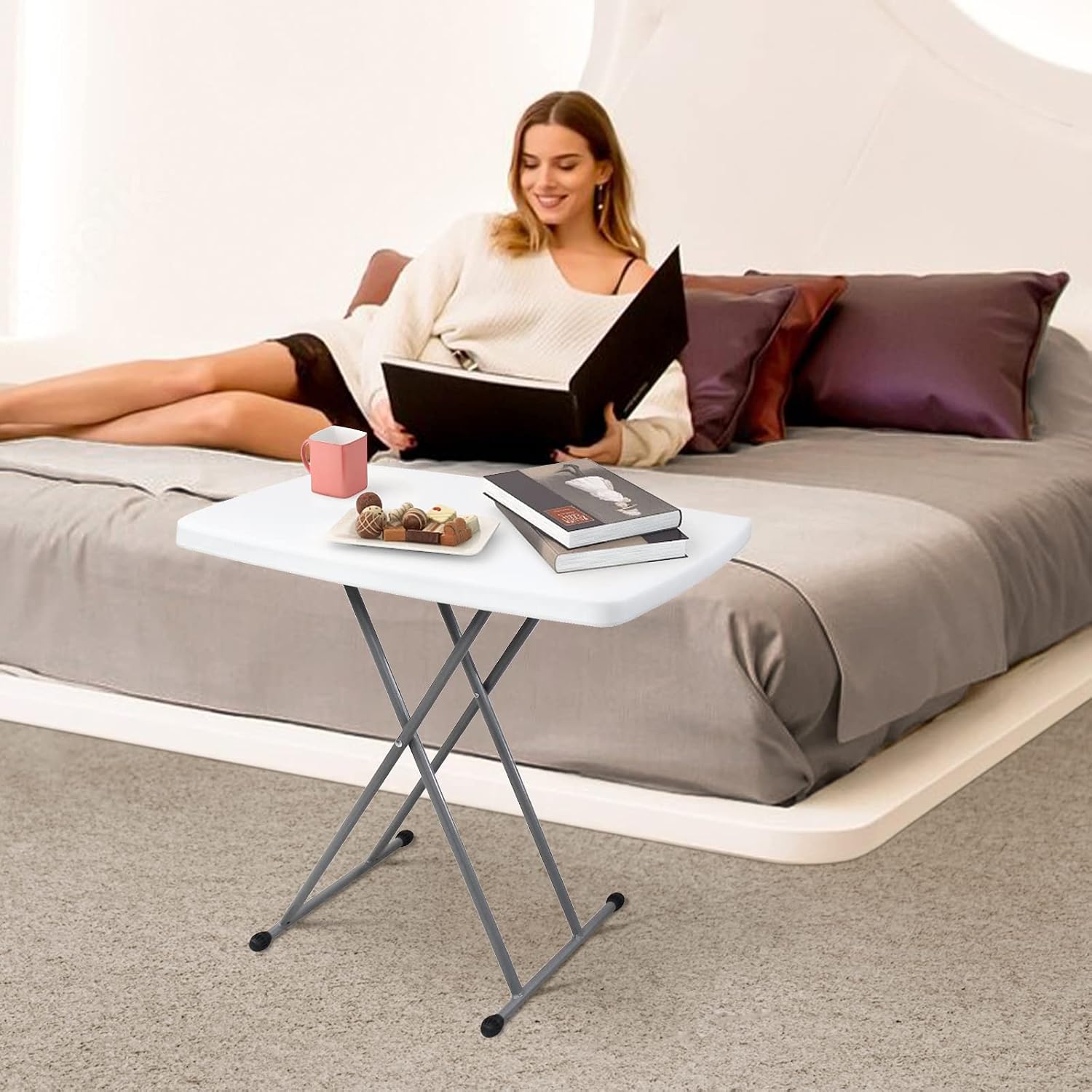 Mesa dobrável branca 76 × 50 × 74 cm — 7