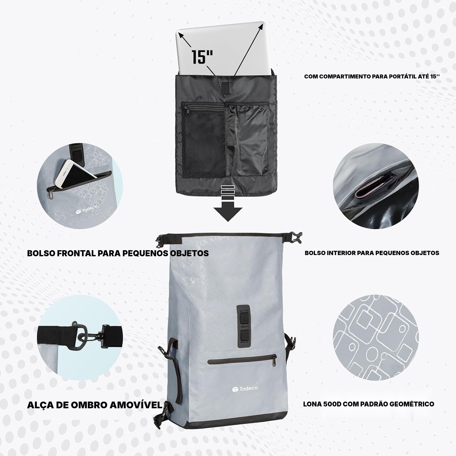 Mochila impermeável de bicicleta 3-em-1 — 6