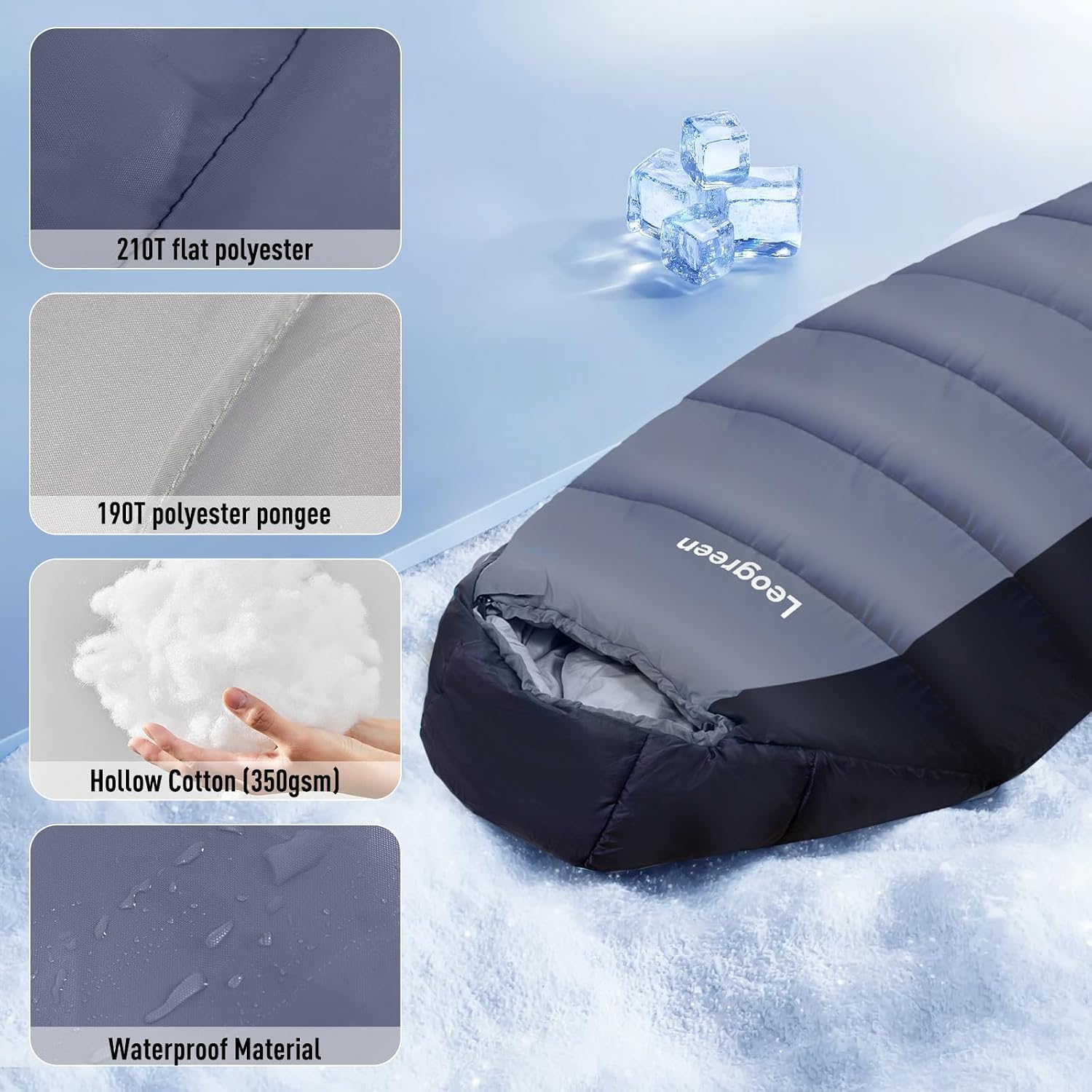 Saco de dormir cinzento — conforto 0 a 5°C — 3