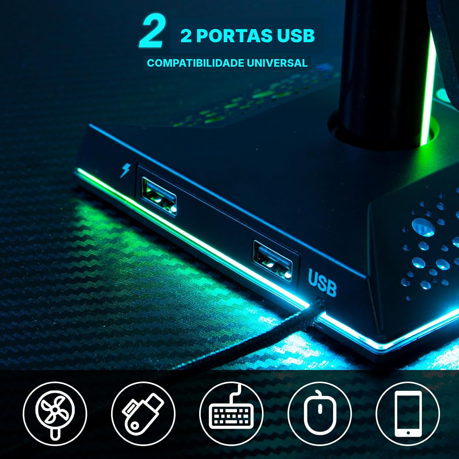 Suporte para fones RGB para gaming — 3