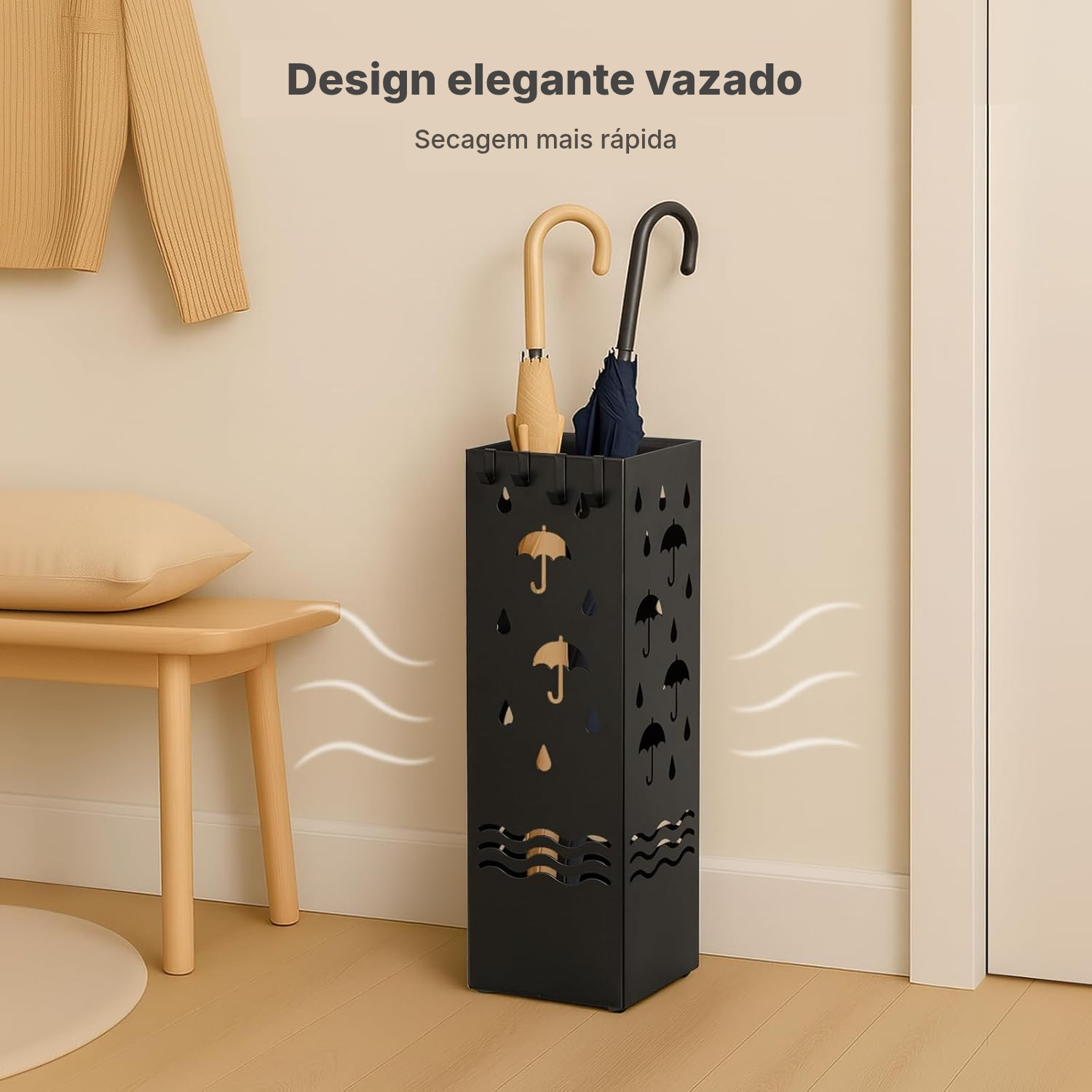 Suporte para guarda chuvas preto, 49 cm — 3