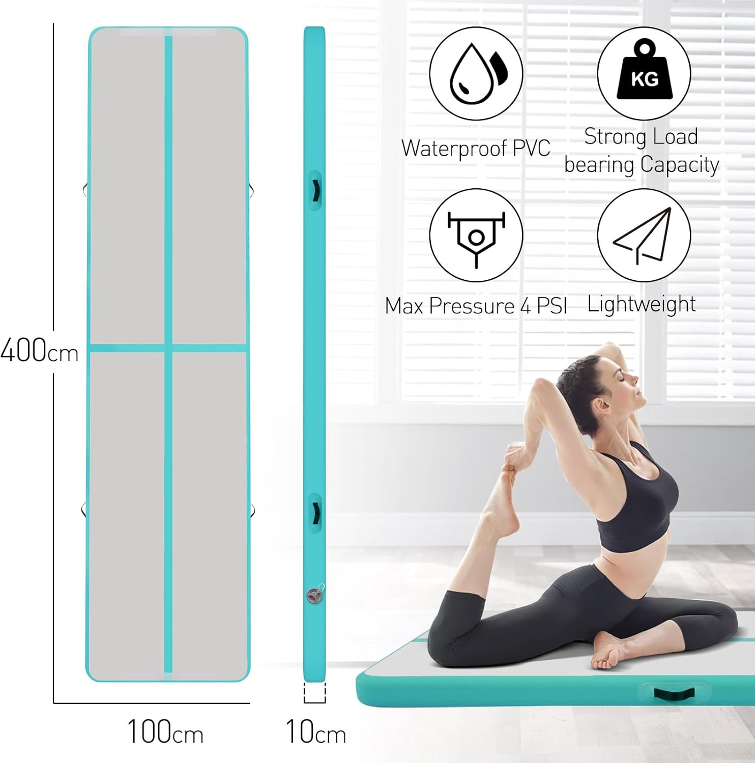 Tapete ginastica insuflável 400 × 100 × 10 cm — 2
