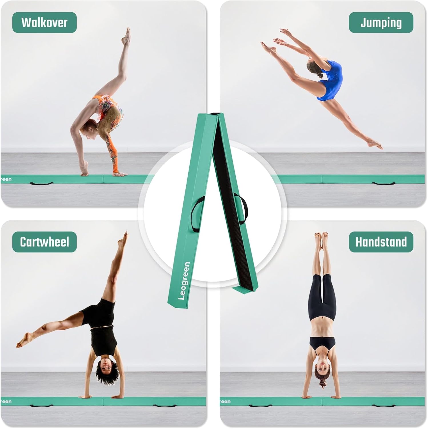 Trave ginastica dobrável 240 cm verde — 5