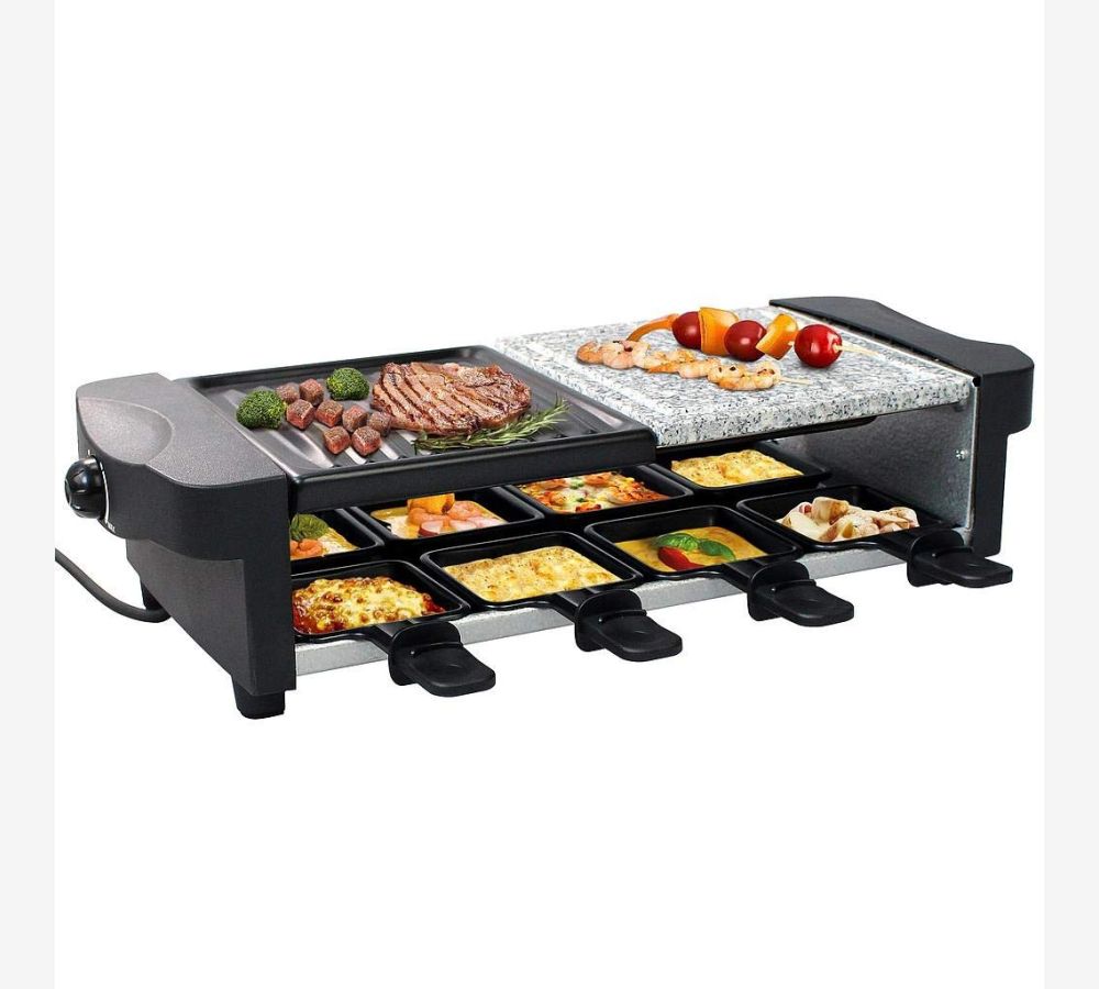 Party Grill con Pietra Naturale, Raclette Grill Multifunzione 3 in 1, Raclette  8 Persone, Raclette Elettrica