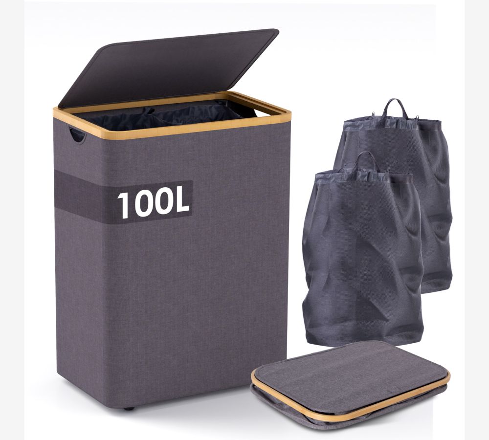 Laundry hamper with 1 Lid, 100L,Gray