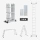 Todeco Multi Purpose Ladder 3.5m, Ladders Extendable Telescopic with 2 Extra Platform, 4x3 Aluminium Ladder Max. Load 150kg, Telescopic Ladder with Stabiliser Bar