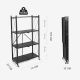 Todeco - Foldable Storage Shelf, Metal Shelf with Wheels, Storage Shelf for Living Room, Kitchen, Shower Room, Cloakroom, Bedroom, 125 * 72 * 35 cm, 4 Levels, Black