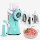 Todeco - 5 in 1 Meat Grinder, Mandoline Vegetable Slicer, Rotary Cheese Grater, Sausage Maker, with 3 Rotary Blades Made of Stainless Steel for Cucumber, Nuts, Garlic, Squash