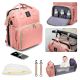 Leogreen Diaper Bag Backpack, Multifunctional Waterproof Travel Backpack, Large Capacity Baby Diaper Bag with Multiple Pockets, Pink