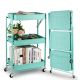 Todeco 3 Tier Foldable Plastic Rolling Storage Utility or Kitchen Cart,Folding Mobile Trolley Storage Organizer with Wheels for Office Bathroom Bedroom,Free Assembly,Green
