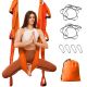 Anti-Gravity Yoga Hammock Swing with daisy chain extension, Aerial Yoga Hammock, Yoga Swing Set, Orange/Red, 1.2 meters Daisy Chain, Size: 250 x 150 cm (98 x 59 inch)
