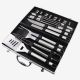 Todeco Barbecue Tool Set, Bbq Grill Tool Kit, 18 stainless steel utensils, with Aluminum case, Material: Aluminium alloy