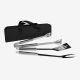 Todeco Barbecue Tool Set, Bbq Grill Tool Kit, with Black case, 3 stainless steel utensils, Material: Aluminium alloy