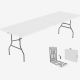 Todeco Folding Portable Table , Heavy Duty Plastic Table, 240 x 76 x 74 cm (94.5 x 29.9 x 29.13inch), White, Foldable in half, Material: HDPE