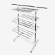 Todeco Laundry Drying Rack, Indoor Foldable Airer, 3 shelves, White, with wings and extended top bar, Material:  Stainless steel tubes