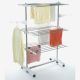 Todeco Laundry Drying Rack, Indoor Foldable Airer, 3 shelves, White, with wings, Material: Stainless steel tubes