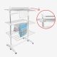 Todeco Laundry Drying Rack, Indoor Foldable Airer, 3 shelves, White, with wings and top bar, Material: Stainless steel tubes