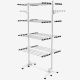 Todeco Laundry Drying Rack, Indoor Foldable Airer, 4 shelves, Black/White, with wings, Material: Stainless steel tubes