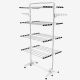 Todeco Laundry Drying Rack, Indoor Foldable Airer, 4 shelves, Black/White, with wings and top bar, Material: Stainless steel tubes
