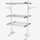Todeco Laundry Drying Rack, Indoor Foldable Airer, 3 shelves, Black/White, with wings, Material: Stainless steel tubes