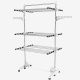 Todeco Laundry Drying Rack, Indoor Foldable Airer, 3 shelves, Black/White, with wings and top bar, Material: Stainless steel tubes