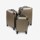 Todeco Set of Carry On Suitcase, Travel Luggages, 20 24 28 inch (51 61 71 cm), Champagne, ABS, Protected corners, Material: ABS plastic