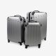 Todeco Set of Carry On Suitcase, Travel Luggages, 20 24 28 inch (51 61 71 cm), Silver, Protected corners, ABS, Material: ABS plastic
