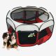 Todeco Pet Playpen, Park for Small Animals, Red, Material: PVC-coated polyester