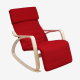 Todeco Rocking Chair , Rocking Seat, Red, 100% cotton cushion, with Footrest, Cushion material: Cotton