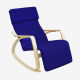 Todeco Rocking Chair , Rocking Seat, Blue, with Footrest, 100% cotton cushion, Cushion material: Cotton