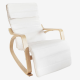 Todeco Rocking Chair , Rocking Seat, Beige, with Footrest, 100% cotton cushion, Cushion material: Cotton