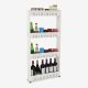 Todeco Storage Rack Bathroom Shelf, Storage Shelves with Wheels, 4 compartments, 103 x 54 x 12 cm (40.5 x 21.3 x 4.7 inch), White, Material: PP