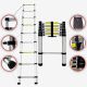 Todeco Telescopic ladder, Foldable Ladder, 2.6 meters (8.5 feet), FREE Carry bag, EN 131, Maximum load: 330 lbs