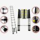 Todeco Telescopic ladder, Foldable Ladder, 3.8 meters (12.5 feet), EN 131, Maximum load: 330 lbs