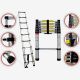 Todeco Telescopic ladder, Foldable Ladder, 2.6 meters (8.5 feet), EN 131, Maximum load:  330 lbs